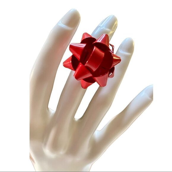 Francescas Red Bow Silver Toned Adjustable Ring! 😍 - Picture 1 of 5